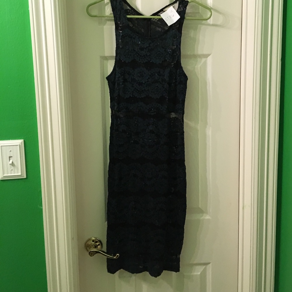 Sheer lace emerald dress, NWT