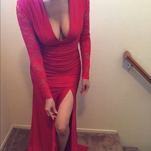 Red long sleeve dress