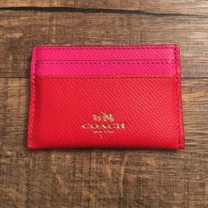 Coach red and pink card case