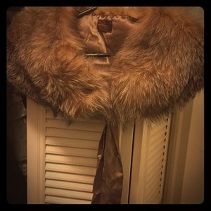 Genuine Fox Fur Stole with Satin Ribbon
