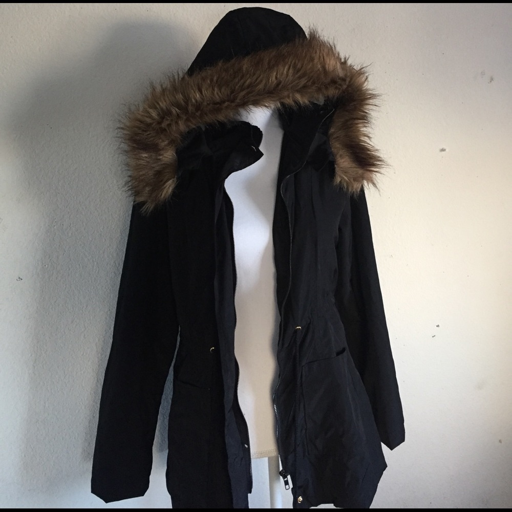 LF Faux fur fleeced line hooded jacket