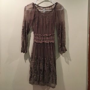 Tan lace dress