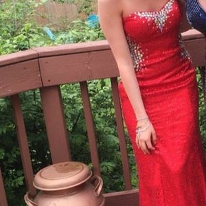 Red sparkle prom dress