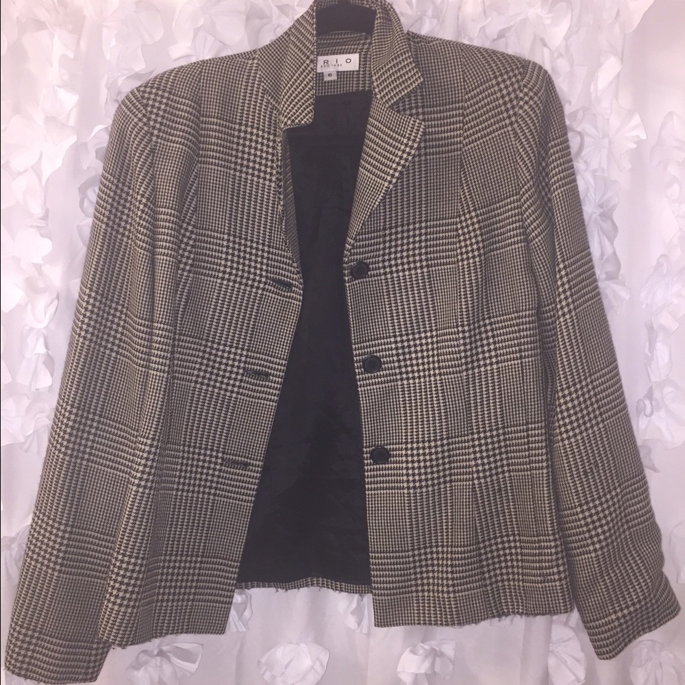 Houndstooth black white blazer 6