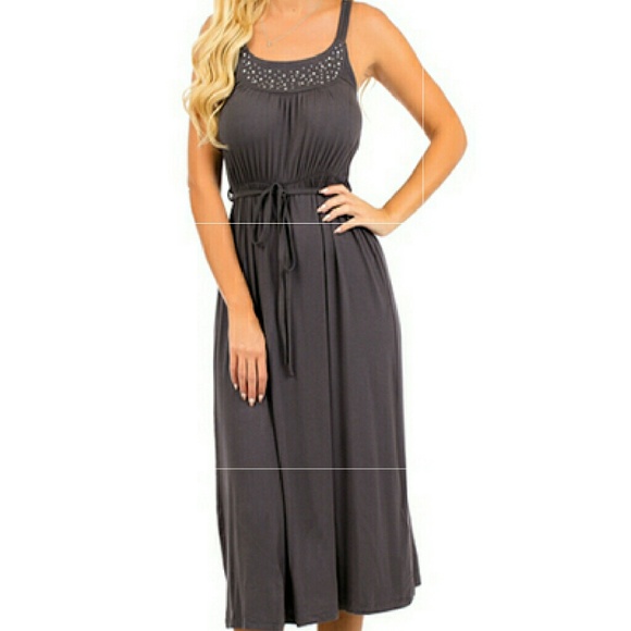 Charcoal Embellished Maxi Dress - Picture 3 of 4