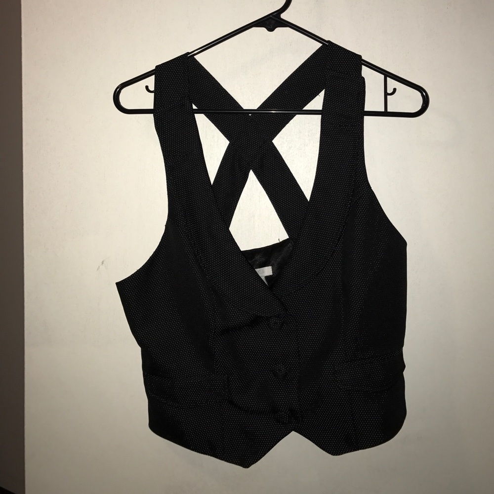 Black and white polka dot vest