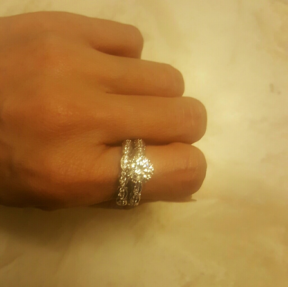 round cut 3.8ct white topaz ring set #7