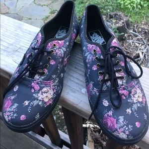 Black floral vans