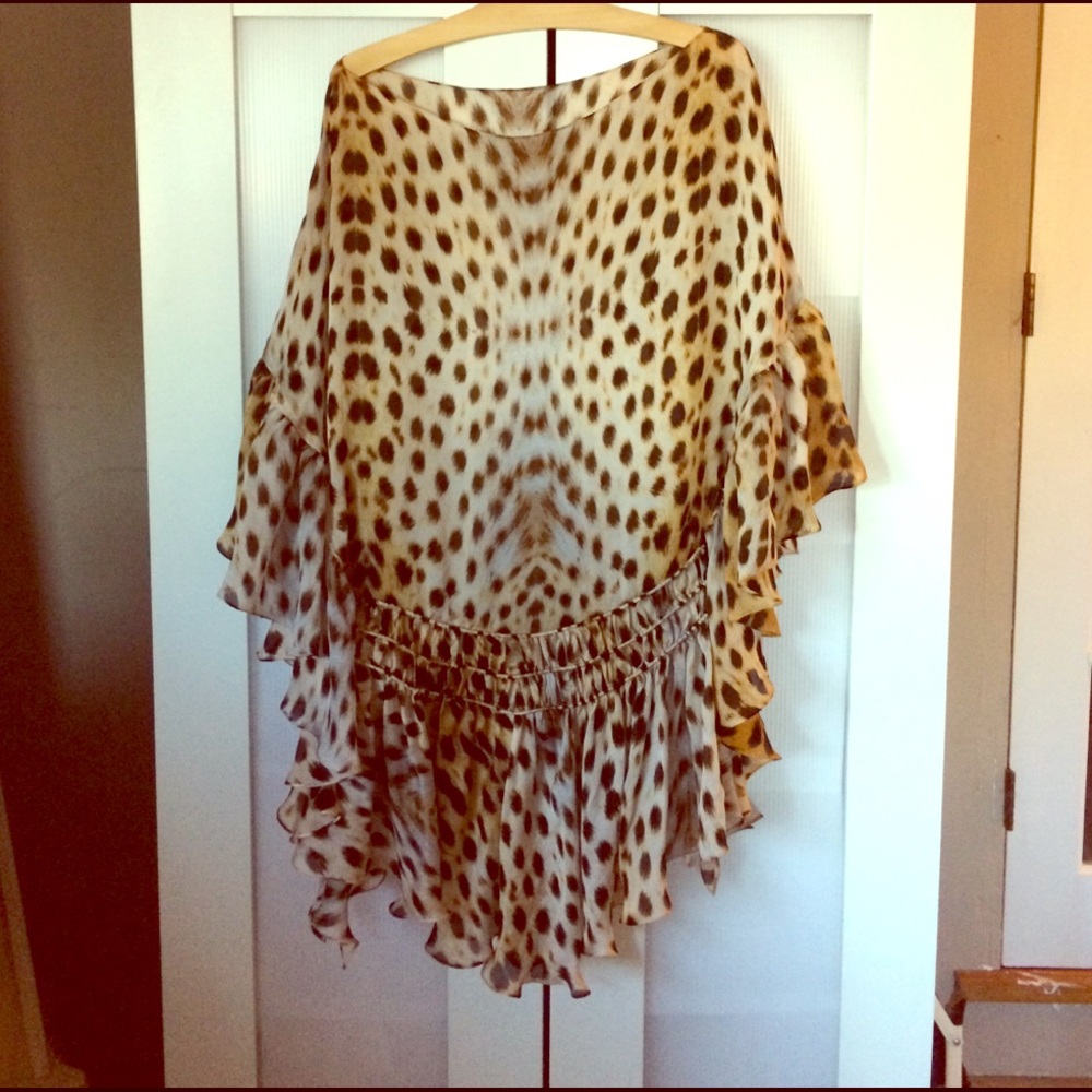 Leopard Print Silk Caftan (short)