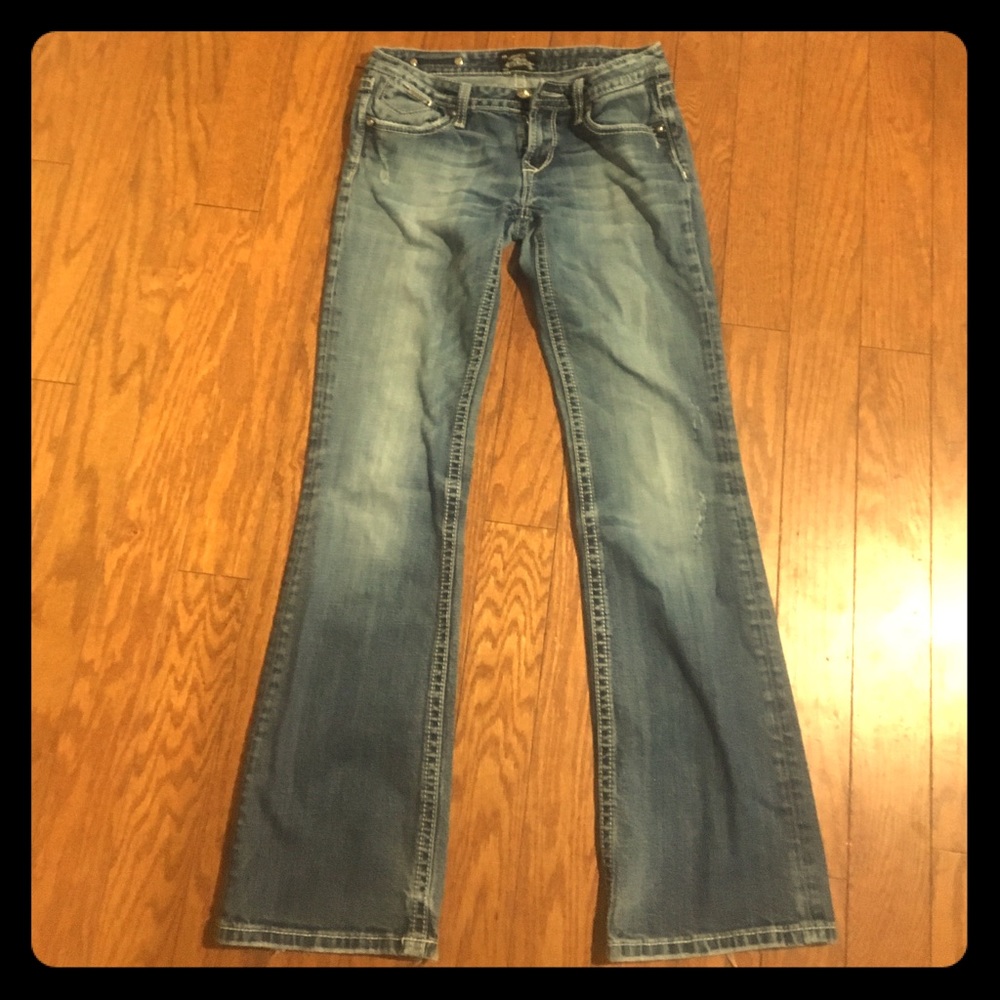 Medium wash bootcut Express jeans
