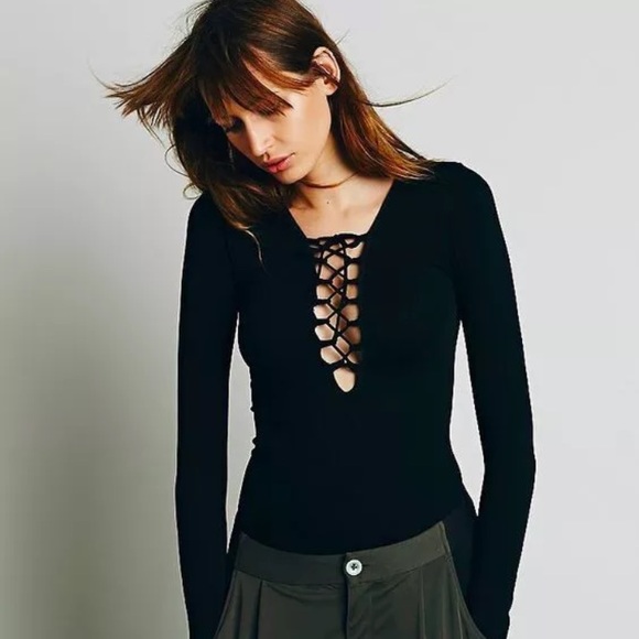 Free People Lace Up Thermal XS Black - Picture 2 of 4