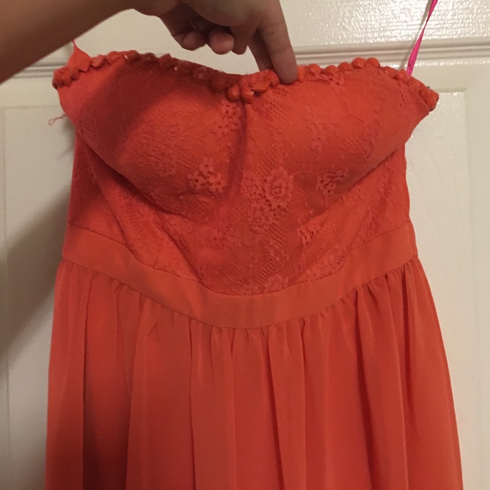 Orange high low dress