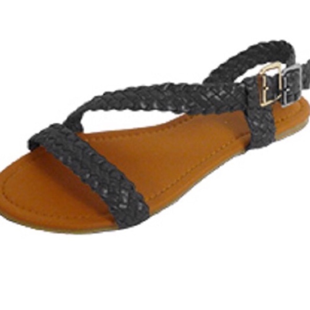 Black braided sandals NWOT