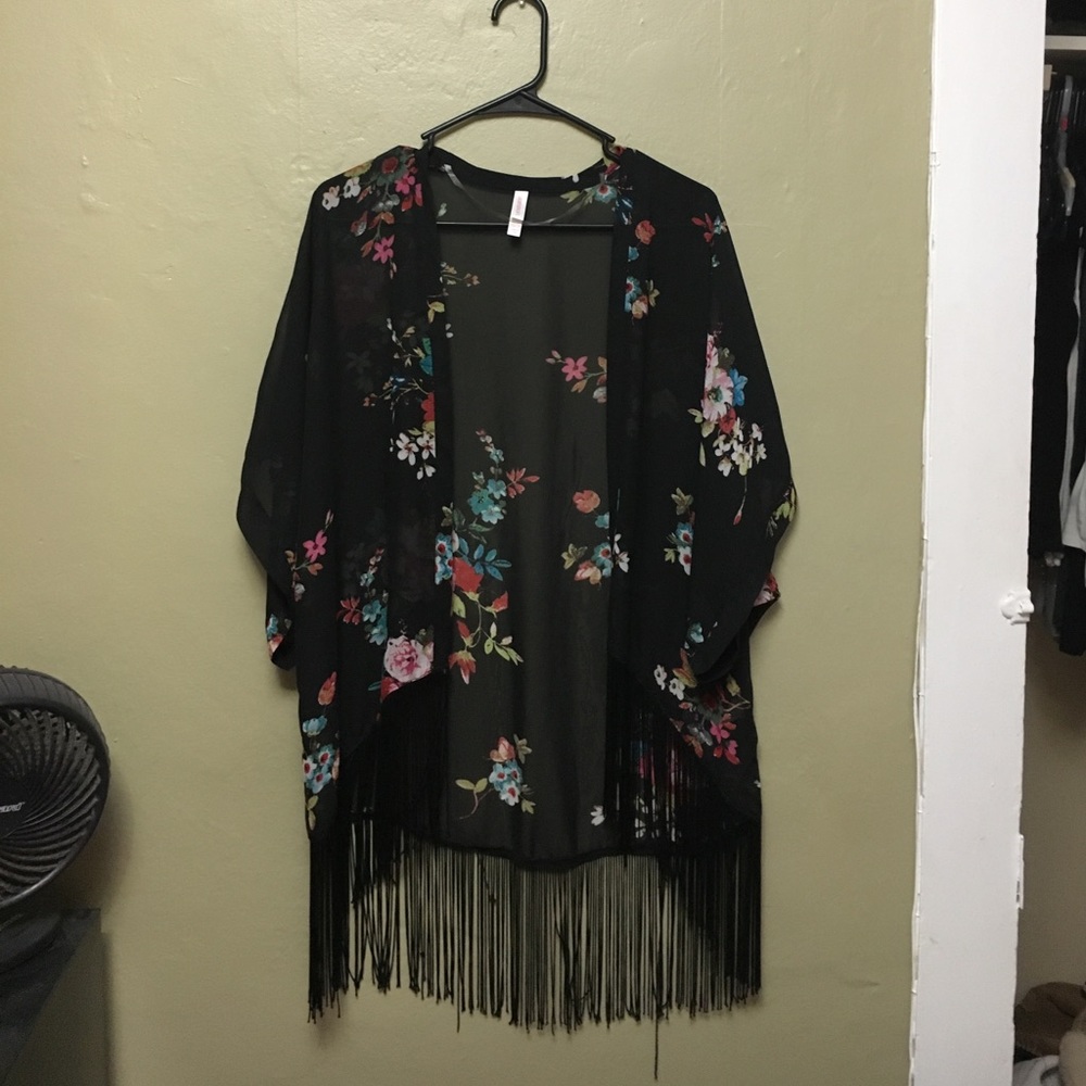 Floral print kimono