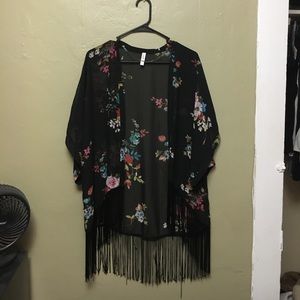 Floral print kimono