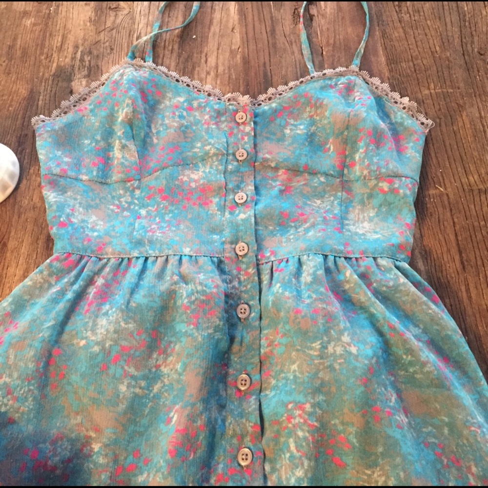 🌺🌸💐 Turquoise Floral Dress 🌺🌸💐 - Picture 2 of 3