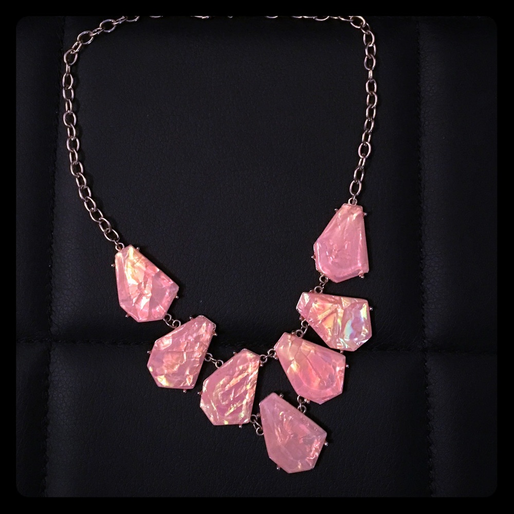 Iridescent pink stone necklace