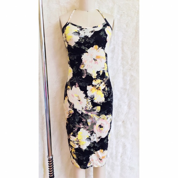 H&M Dresses & Skirts - Floral Bodycon Dress with Racer Back