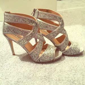 Steve Madden Silver Glitter Heels