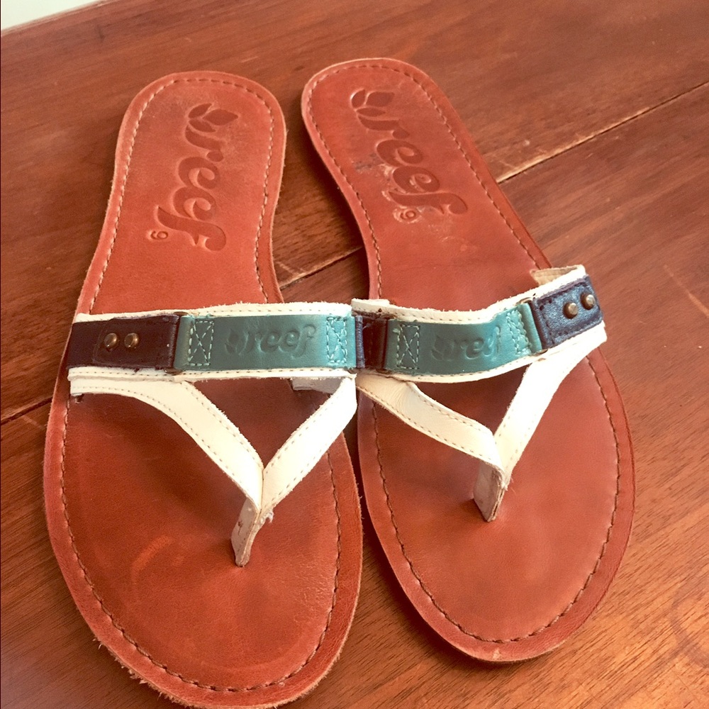 Reef Leather Flip Flops Sz 9