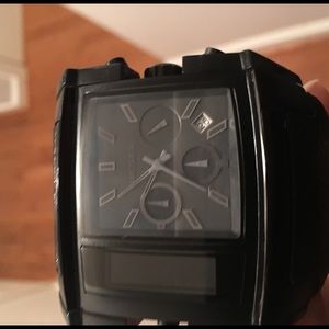 DIESEL  black leather watch