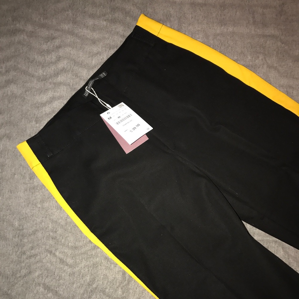 Zara pants. Black with yellow stripe