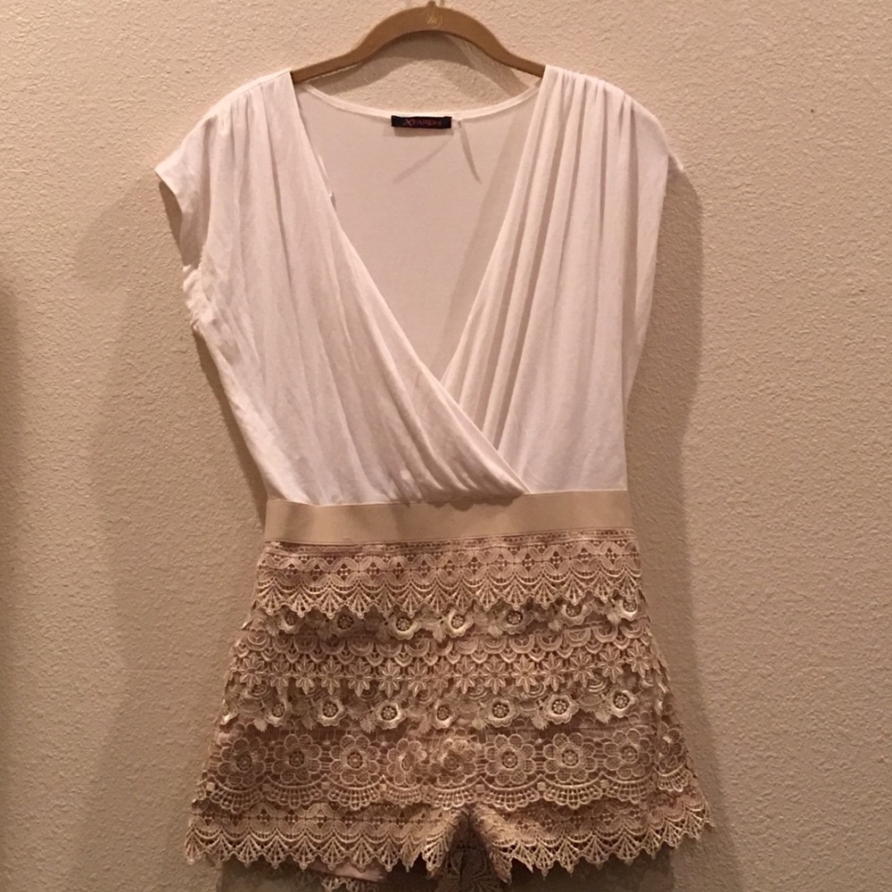 Jumper with lace shorts