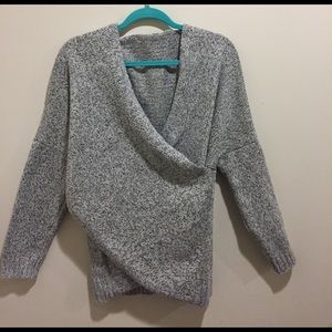 Grey knit wrap sweater! Never worn, perfect cond!