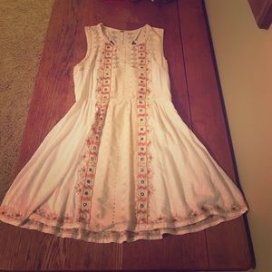 Free People: Cream Embroidered Spring Dress