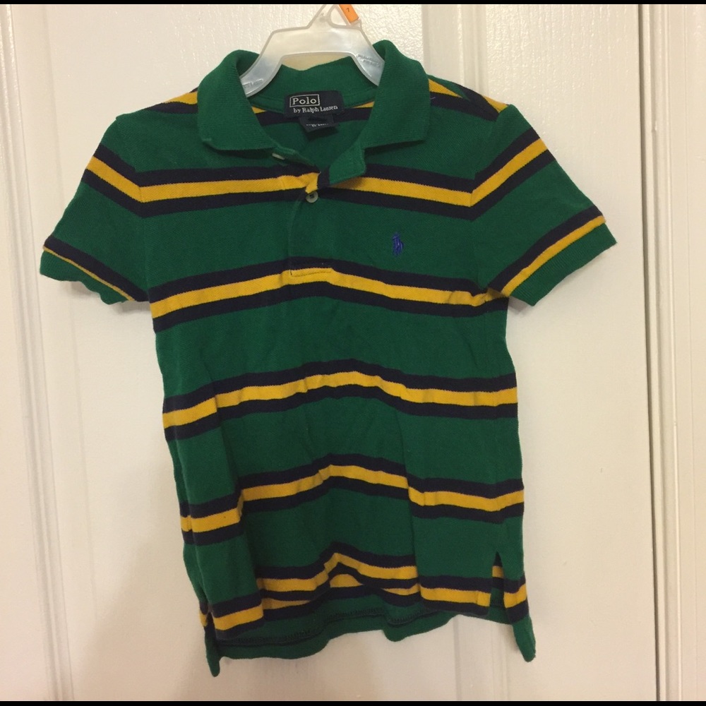 Ralph Lauren striped polo, toddler boy's 2T green