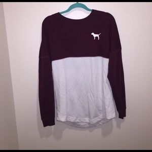 Victoria Secret's Pink maroon and white sweatshirt