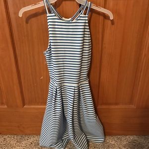 Blue and white striped tank dress