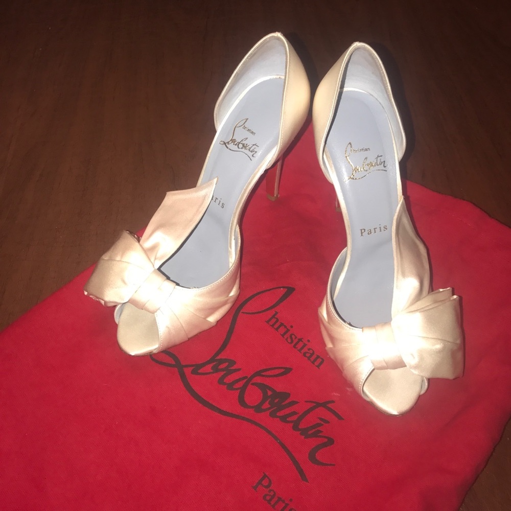 Christian Louboutin cream peep toe SALE