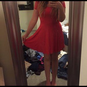 Red flowy dress