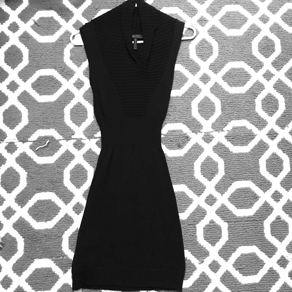 Black sleeveless sweater dress