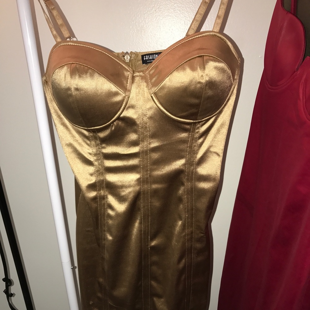 Fashionnova gold midi dress