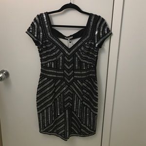 Black and silver beaded Parker dress