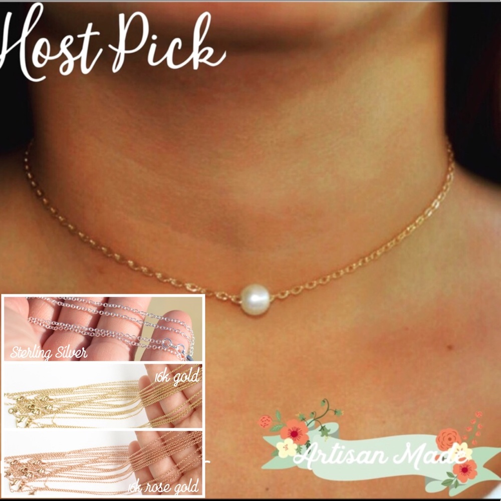 NEW Dainty Single Pearl Layer Necklace Gold Silver