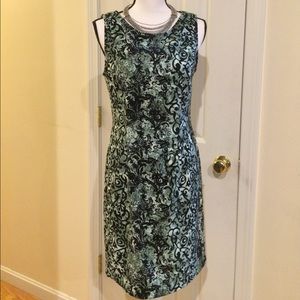 Green and Black Sheath Dress by Connected Size 8