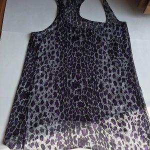 Miley Cyrus tank Azria sheer tank leopard pocket