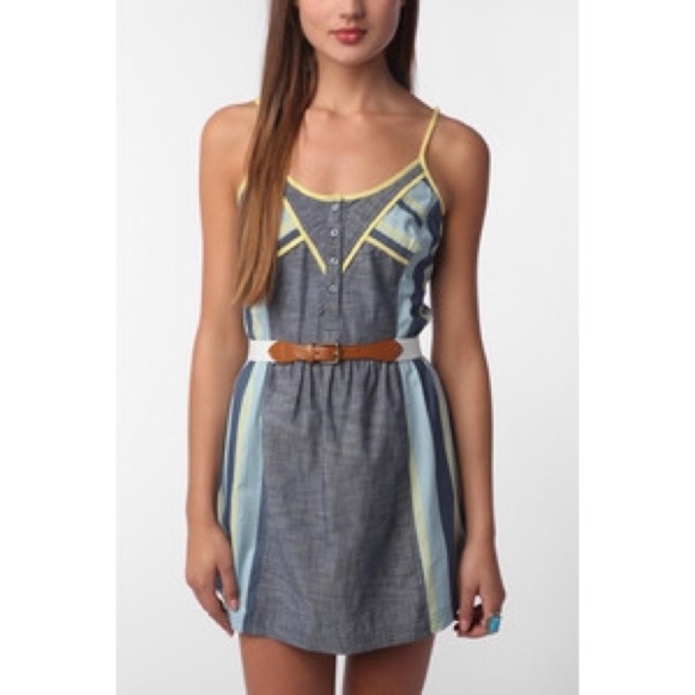 UO Chambray Yellow Mini Dress