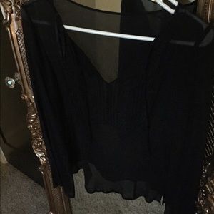 Black sheer long sleeve top