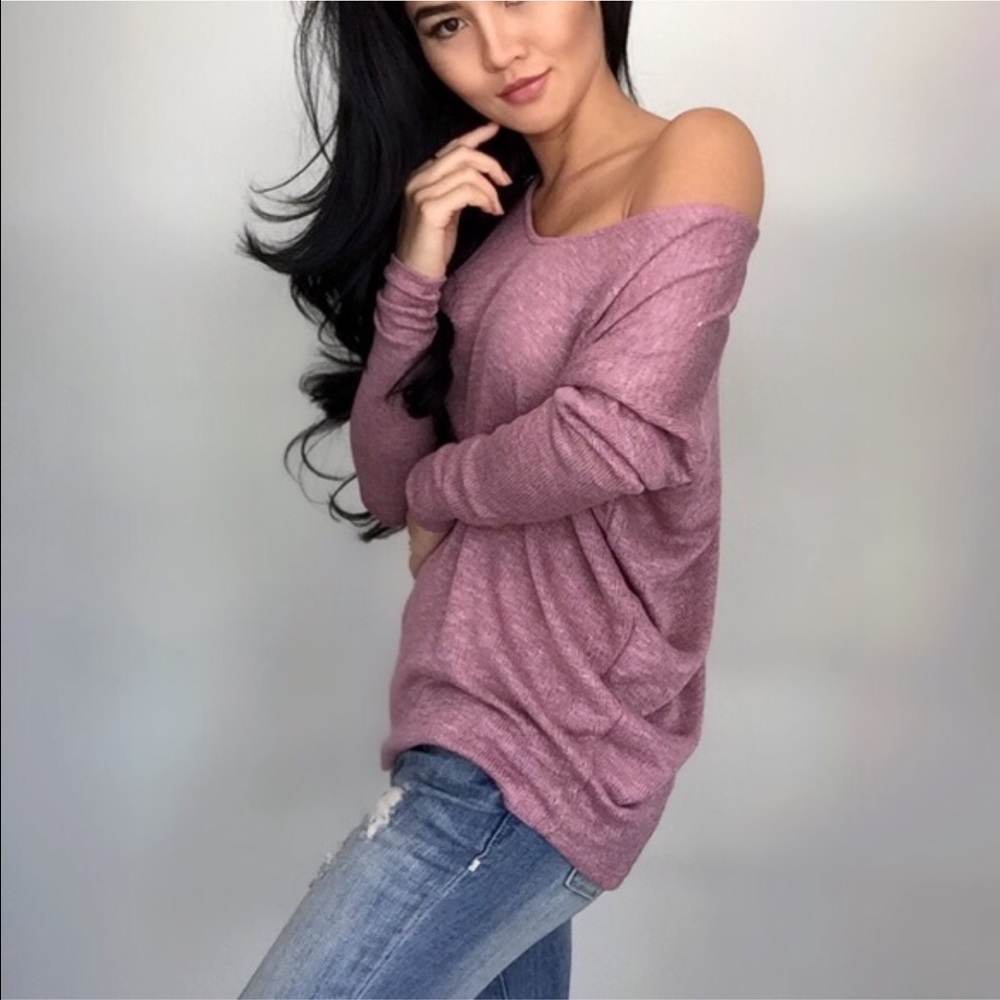 Mauve Light Knit Dolman from ekAttire