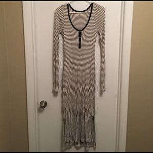 Long sleeved striped maxi dress