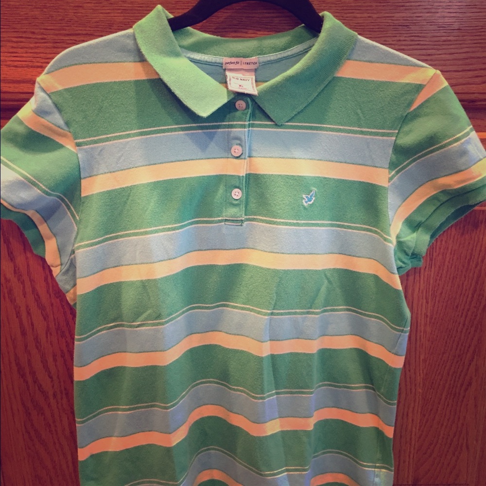 Green and yellow Striped polo