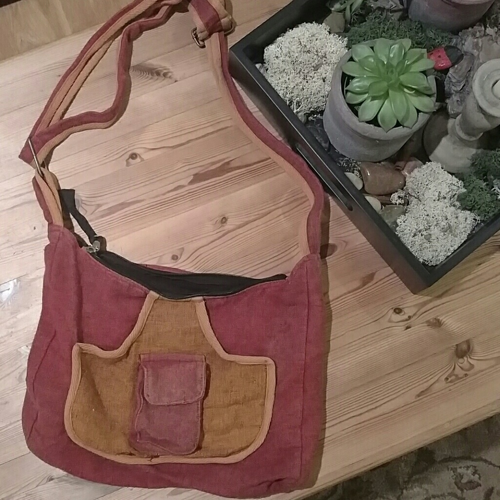 Rustic Hippie Burlap Sling Bag