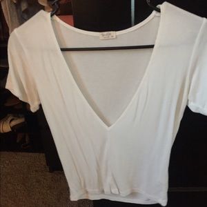 White Brandy Melville v neck crop top
