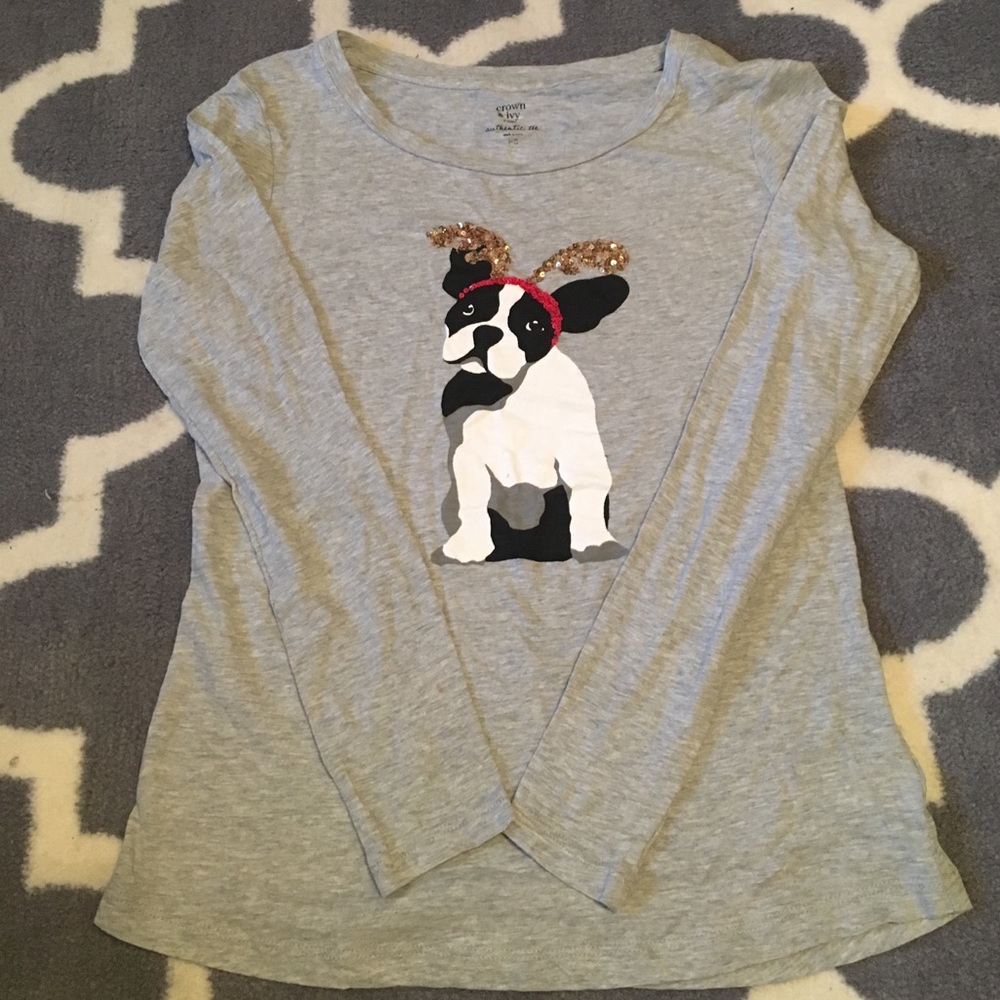 **3 for 10** NWOT sequined pup long sleeve shirt