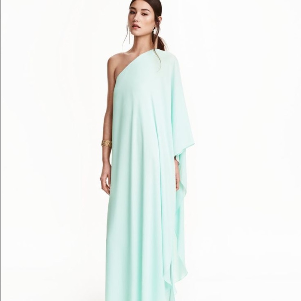 Mint one shoulder maxi dress