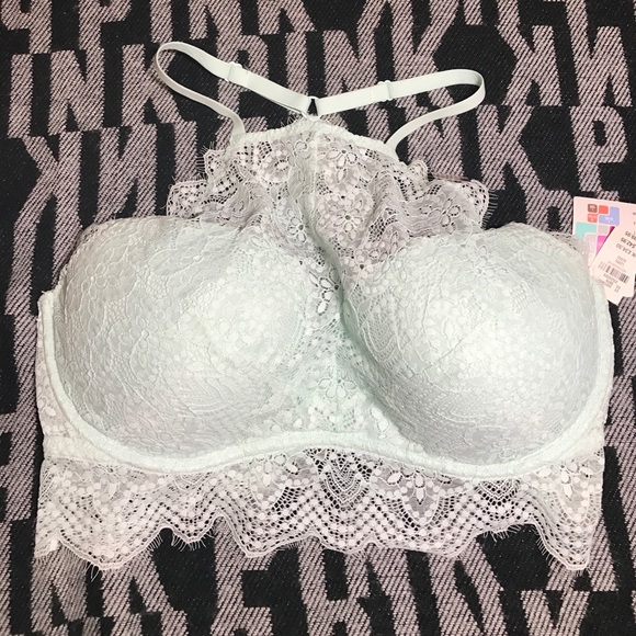 SALE VS PINK MINT EYELASH BRA LARGE NWT  - Picture 2 of 3